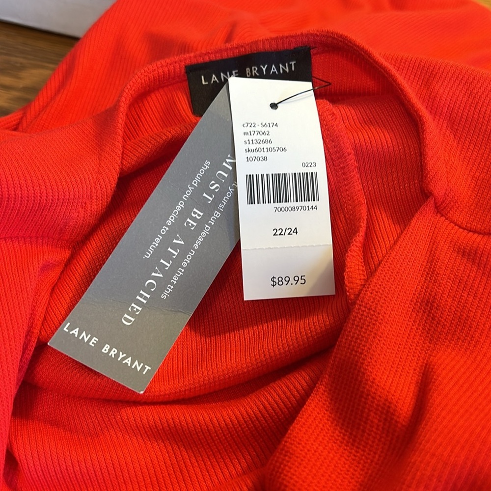 New with Tags Lane Bryant Red Ruffle Sleeve Tiered Wrap Dress Size 22 - Picture 8 of 11